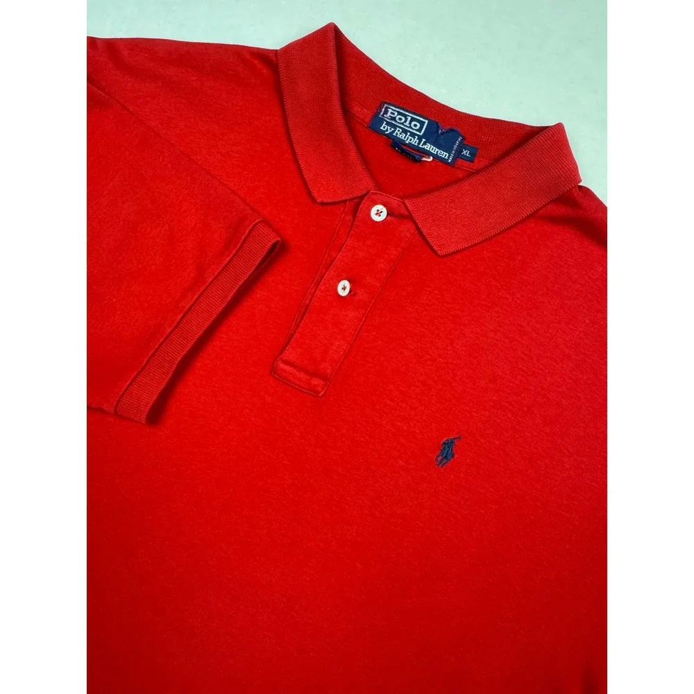 Polo Ralph Lauren Polo Shirt Red Mens‎ XL Classic Fit Cotton Blue Pony USA READ